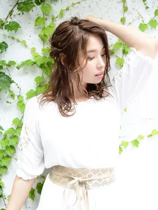 ミディアム カラー パーマ ヘアアレンジ 🫧美髪矯正/ 髪質改善/藤平健太のヘアスタイル