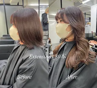 ロング カラー シールエクステ特化 ハイトーン、NANAのヘアスタイル