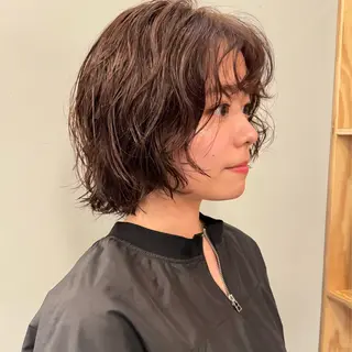 ミディアム カラー パーマ 🌿レイヤーボブ/パ ーマ🌿 木梨健太のヘアスタイル