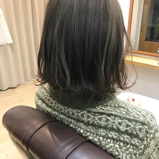 ミディアム カラー クニモトハルナ ボブ/柔らかカラーのヘアスタイル