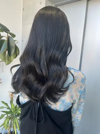 ロング カラー パーマ ヘアアレンジ 透明感/オリーブ/ グレージュ/YUKAのヘアスタイル