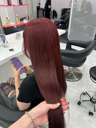 ロング カラー 💖似合わせカラー レイヤー💖縮毛矯正のヘアスタイル