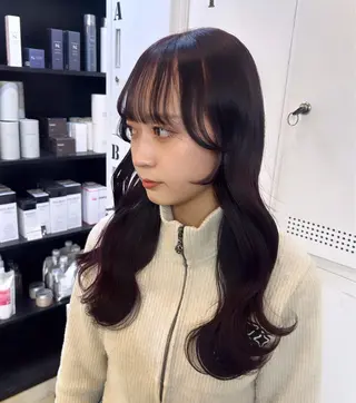 ロング カラー 🌷ラベンダーピンク 顔まわり🌷ねいろのヘアスタイル