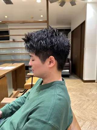 ショート メンズ メンズ特化/フェザー パーマ 和哉のヘアスタイル