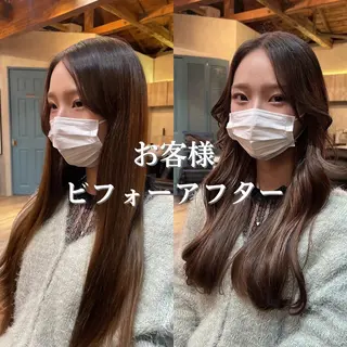 ロング カラー 顔周りカット 【オノザワリョウ】のヘアスタイル
