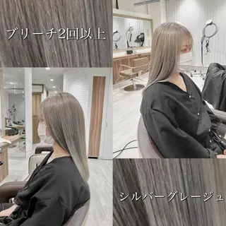 ロング 雅/ダブルカラー/ 白髪ぼかしハイライトのヘアスタイル