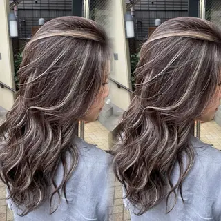 ロング カラー 表参道/ハイライト バレイヤージュのヘアスタイル
