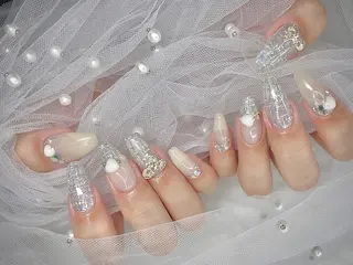 ネイル I-nailロング /ワンホン/キラキラのネイルデザイン