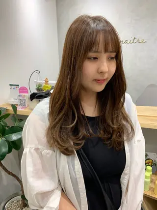 セミロング カラー ✨コテ巻き風パーマ ✨川合佑哉のヘアスタイル