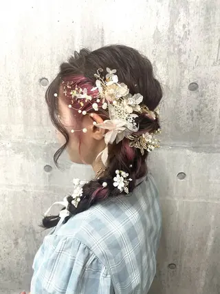 ロング カラー ヘアアレンジ LUXBE LUCE ひなののヘアスタイル