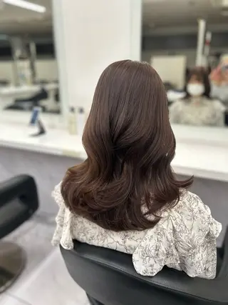 カラー パーマ ヘアアレンジ メンズ キッズ ブリーチなしカラー/ ブラウン/レイヤーのヘアスタイル