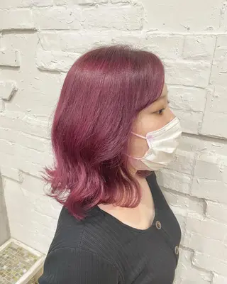 ミディアム カラー ヘアアレンジ 【ピンク/韓国ヘア/ ヘアセット】亜海のヘアスタイル