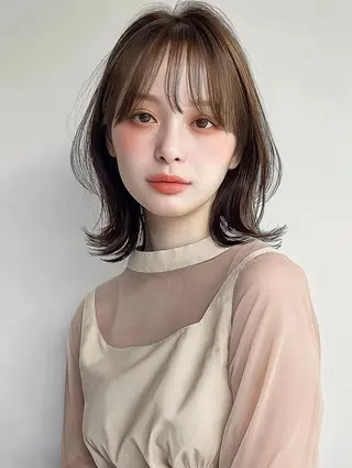 ミディアム カラー 鍋島 美華のヘアスタイル