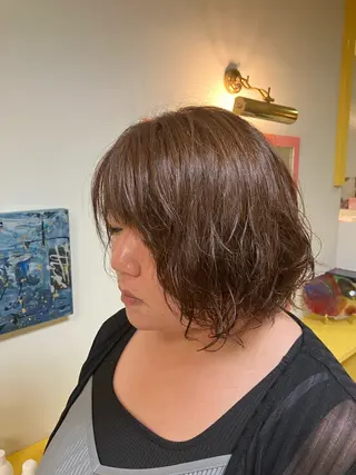 ミディアム カラー パーマ 横田 尚登のヘアスタイル