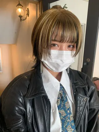 ショート カラー パーマ ヘアアレンジ メンズ キッズ ネイル マツエク・マツパ ウルフレイヤーカット /チヒロのヘアスタイル