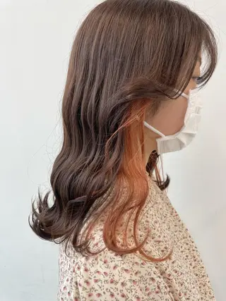 ミディアム カラー ヘアアレンジ 🦄インナーカラー 🦄貫井彩花のヘアスタイル