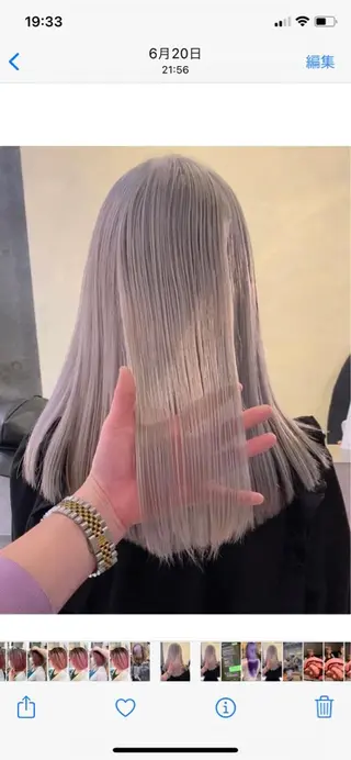セミロング 白髪ぼかし×デザイン 🕊️🫧ホウジョウのヘアスタイル