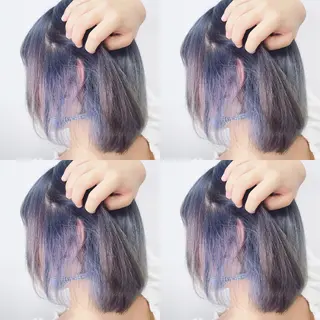 ミディアム カラー ヘアアレンジ TAKUMAブリーチ /切りっぱなし🪽のヘアスタイル