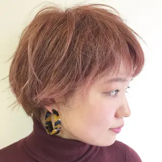 ショート カラー パーマ ヘアアレンジ 透け感/くびれヘア/ レイヤー/カズキ🍭のヘアスタイル