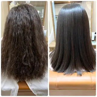 セミロング パーマ どんな髪も綺麗に✨ 髪質改善×縮毛矯正のヘアスタイル