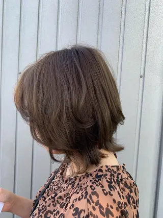 ミディアム カラー パーマ 吉川 茉由子のヘアスタイル