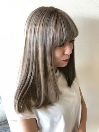 セミロング カラー 似合わせ/代表 髪質改善/山田将大のヘアスタイル