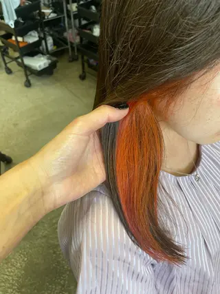 セミロング カラー パーマ ヘアアレンジ ハイトーンカラー🤍 山下 優華のヘアスタイル