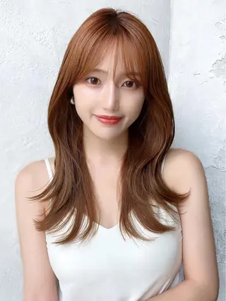 セミロング カラー 顔周り/くびれヘア 韓国ヘア💕風間るなのヘアスタイル