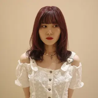 ミディアム 韓国ヘア/髪質改善/ レイヤー/ブラウンのヘアスタイル