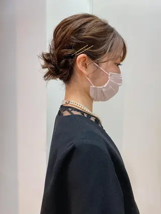 セミロング カラー ヘアアレンジ ブリーチなしカラー/ 髪質改善/寺門束のヘアスタイル