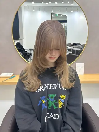 セミロング カラー 横浜美容室/透明感 カラー/レイヤーのヘアスタイル