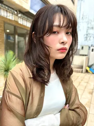 ミディアム ふじ ここなのヘアスタイル