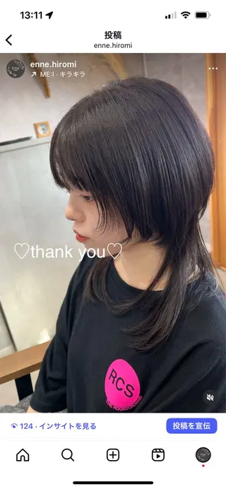 ミディアム ヤマモト ヒロミのヘアスタイル