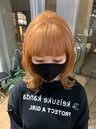 ミディアム カラー ミルクティーベージュ ブリーチ 店長 清水のヘアスタイル