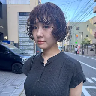 ショート カラー パーマ しずく/Lilu/ 博多美容室のヘアスタイル