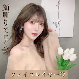 セミロング カラー ヘアアレンジ 透明感カラー×小 顔レイヤー♡ヒデさんのヘアスタイル