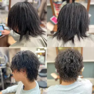 ショート パーマ メンズ 酸性ストレート／カラ ー/山下高明のヘアスタイル