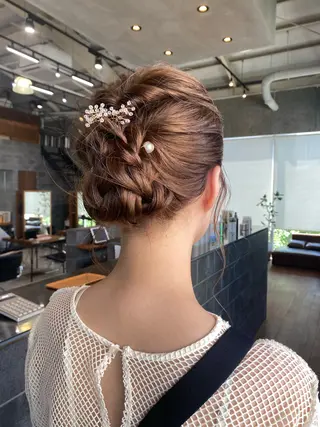 ミディアム カラー パーマ ヘアアレンジ 押切 響　のヘアスタイル