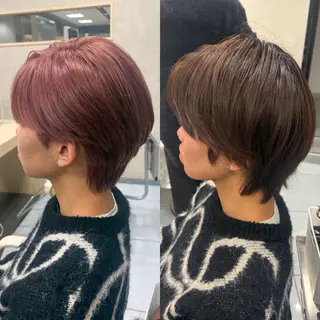ショート カラー メンズ ダウンパーマ特化💎 ボブ・レイヤーりなのヘアスタイル