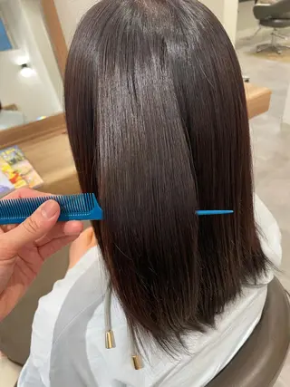 セミロング カラー パーマ やまこし 美裕樹のヘアスタイル