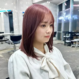 セミロング カラー ヘアアレンジ 🎀モテ暖色× エクステ🎀あかりのヘアスタイル