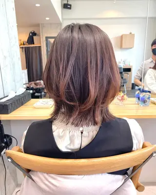 ミディアム ✨透明感カラー/縮毛 恵比寿HAYATO✨のヘアスタイル