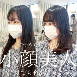 セミロング 韓国レイヤーカット/ ダブルカラーのヘアスタイル