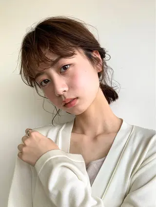 ミディアム ヘアアレンジ 🌿似合わせ透明感 カラー松本朋幸🌿のヘアスタイル