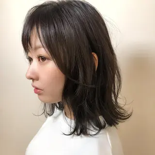 ミディアム パーマ 結べるレイヤーボブ くびれLady表参道のヘアスタイル