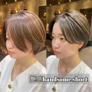 ショート カラー 透明感カラー🌿 グレージュ🐺陽介のヘアスタイル