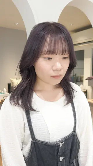 セミロング カラー じゅわっと暖色カラー 🍊Moemiのヘアスタイル