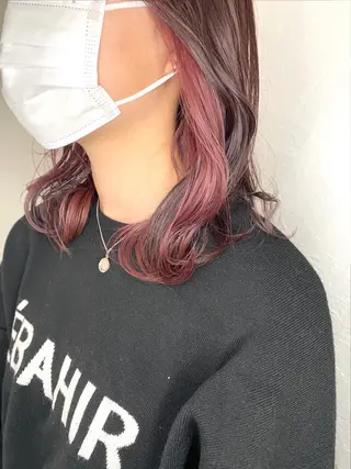 セミロング カラー 🍑もも 🍑のヘアスタイル
