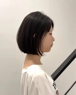 ショート カラー パーマ ヘアアレンジ メンズ 切りっぱなしヘアボブ ミディアムヘアRYOのヘアスタイル
