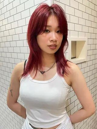 ミディアム カラー もりしま あやかのヘアスタイル